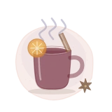 Glühwein in een beker met sinaasappel en kaneel